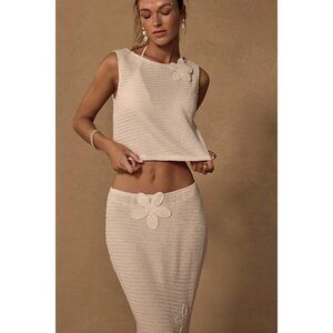 Lulus Malora Cream Crochet Two-piece Maxi Swim Cover-up White - Size XL
